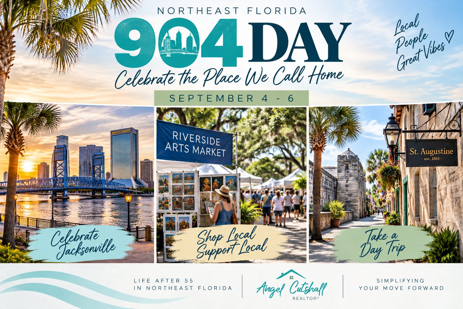 904 Day weekend activities in Jacksonville and nearby areas featuring downtown Jacksonville, Riverside Arts Market, and a St. Augustine day trip for active adults 55+.
